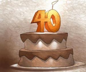 yapboz Doğum günü pastası 40 yıl kutlamak için